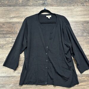 Talbots Black Cardigan Lightweight Knit V-Neck Long Sleeve